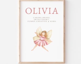 Olivia, Name Art Poster, Name Meaning, Girl Gift, Pink Nursery Decor,  Instant download, printable