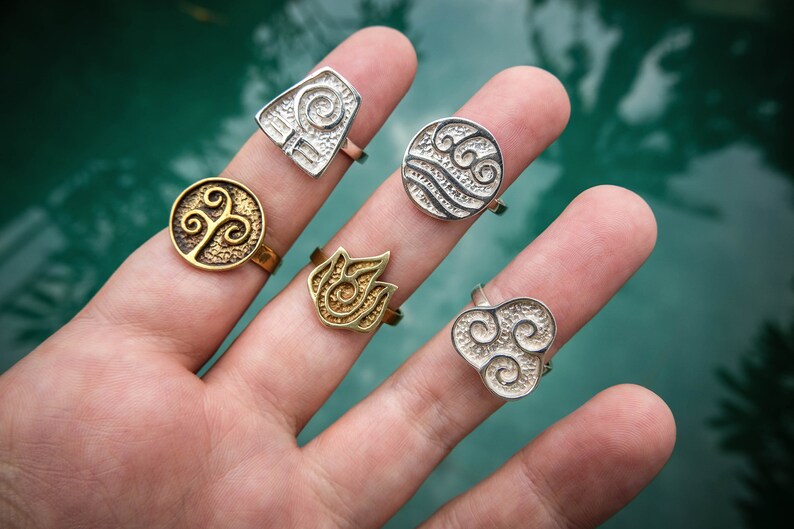 Wave Ring Element Symbol Ring Ethical Jewelry Spiritual Jewelry Water Ring Taoism 5 Elements Ring Meditation Jewelry Bali