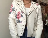 White Faux Leather Studded Jacket