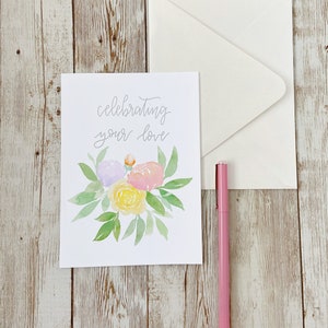 Tarjeta De Arte Floral, Tarjeta De Acuarela, Tarjeta De Felicitación De Aniversario, Interior En Blanco, Arte Original De Acuarela, Papelería Floral, Tarjetas Hechas A Mano