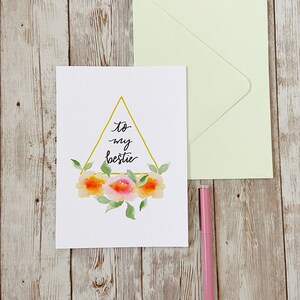Cartão de amizade, presente de melhor amigo, cartão de aquarela floral, cartão de agradecimento, cartões feitos à mão, cartões de flores, cartão de melhor amigo