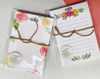 Cute Notepad, Watercolor Notepad, Floral Notepad, Handmade Notepad, Floral Stationery, Memo Pad Stationery, Office, Stationery Gift