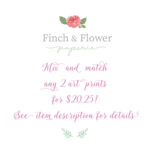 2 for 20.25 Mix & Match Art Prints / Handmade Original Design, Watercolor Floral Greenery Design, Wall Art