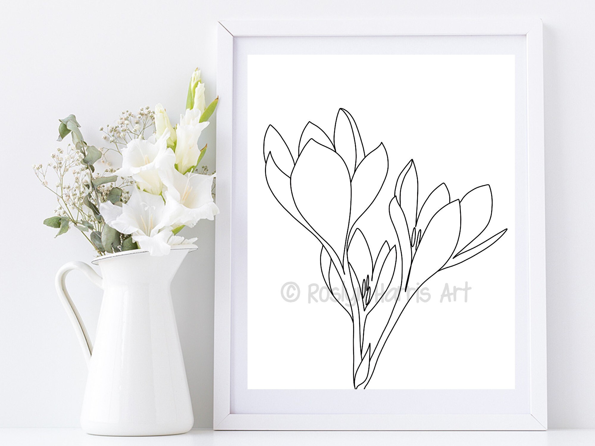 Crocus Flower Line Art Botanical Instant Download Minimal Etsy