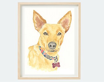 Modern Pet Portrait hand painted on paper,Custom Watercolour Painting from your photo,Dog or Cat Portrait,Original art,Unique Christmas Gift