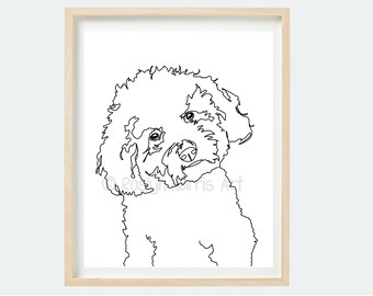 Bichon Frise one line wall art instant download digital printable wall art decor, Bichon Frise art, dog line art, memorial pet loss portrait