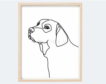 Labrador one line wall art instant download, digital printable wall art decor,Labrador retriever lover gift, memorial pet portrait present