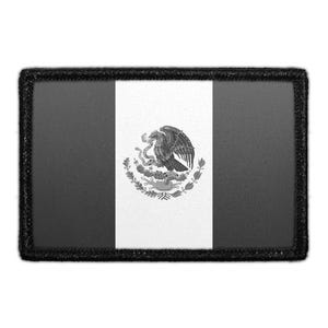 Mexico Flag - Black and White - Removable Patch