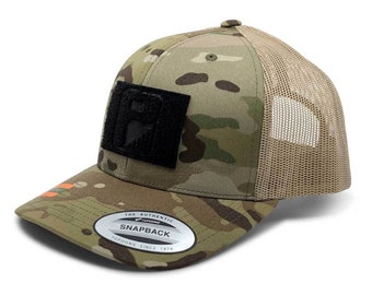 Multicam® Tactical Military Operator Trucker Hat with Loop Patch from Pull Patch By Snapback - Camo And Khaki