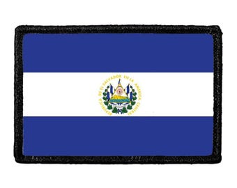Patch Brodé Drapeau Du Salvador - 7x4.5 Cm, 100% Polyester, à Coudre
