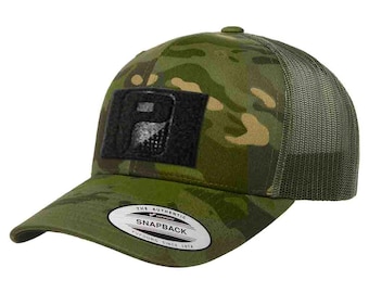Multicam® Trucker Curved Bill Snapback Hat by Pull Patch (Tropical Camo/Green)
