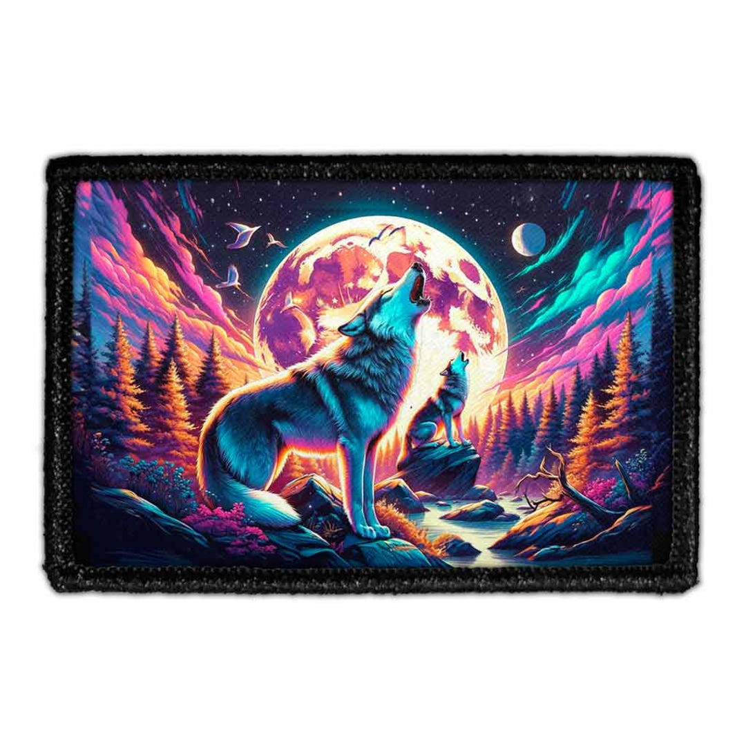 Forest Wolves Howling at the Moon - Removable Patch - Etsy