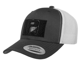 Trucker Curved Bill Snapback Hat by Pull Patch (Charcoal/White)