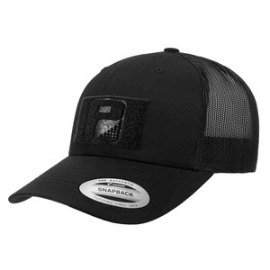 Trucker Curved Bill Snapback Hat by Pull Patch (Black)