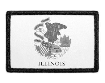 Illinois State Flag - Black and White - Removable Patch