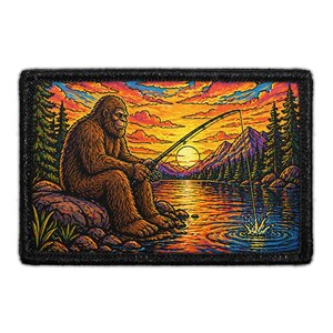 Bigfoot Fishing at Sunset - Removable Patch