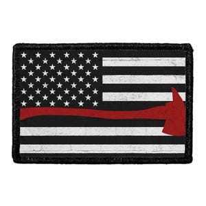 American Flag - Black and White - Distressed - Firefighter Axe - Patch
