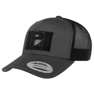 Trucker Curved Bill Snapback Hat by Pull Patch (Charcoal/Black)