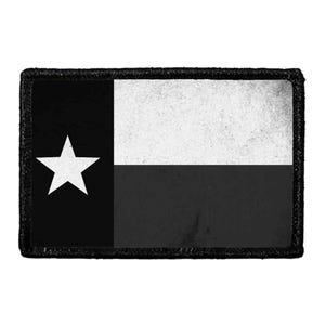 Texas State Flag - Distressed - Black and White - Patch