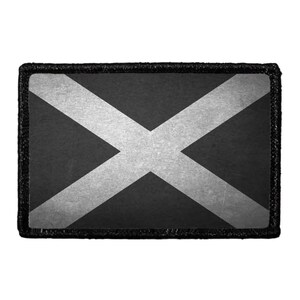Scotland Flag - Black and White - Distressed - Removable Patch