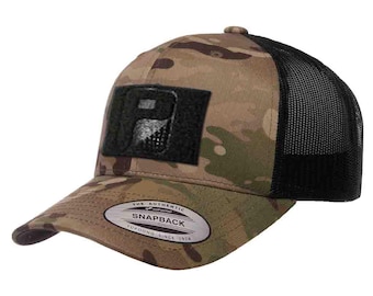 Multicam® Trucker Curved Bill Snapback Hat by Pull Patch (Camo/Black)