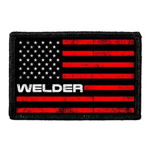 Welder - US Flag - Red - Removable Patch