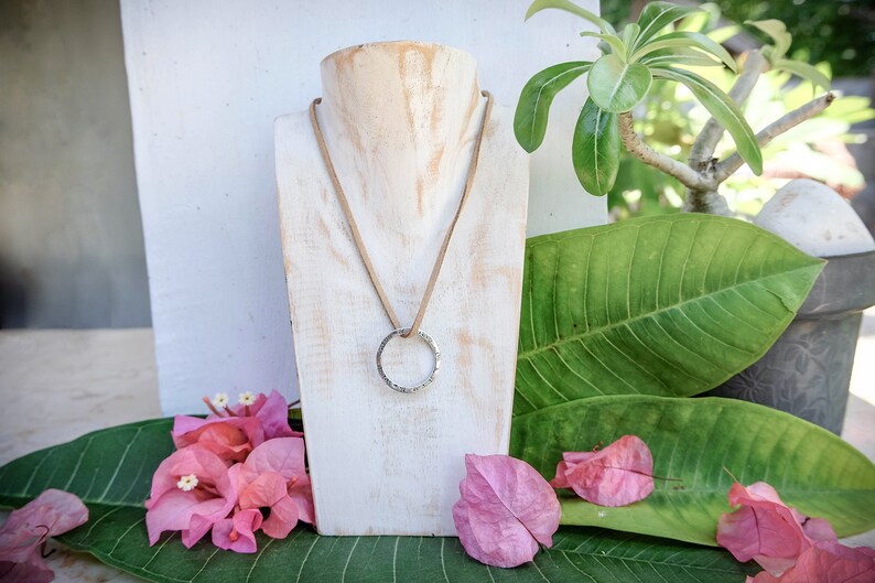 Ethical Fair Trade Jewelry Meditation Gift Bali Om SARASWATI Mantra Mandala Necklace Silver Silver Yoga Gift for Yoga Lovers