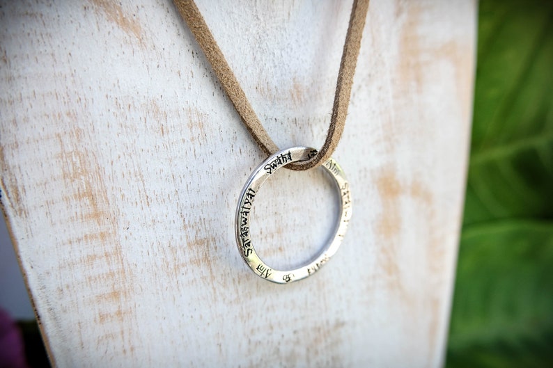 Ethical Fair Trade Jewelry Meditation Gift Bali Om SARASWATI Mantra Mandala Necklace Silver Silver Yoga Gift for Yoga Lovers