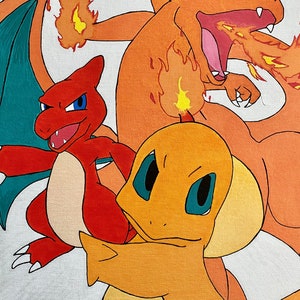 Charmander Evolutions” on 11x14” canvas board