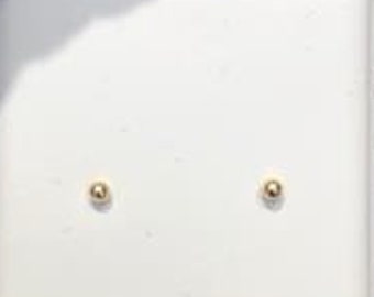 LIV 14k Yellow Gold 2mm Round Small Ball Stud Earrings Children Size Butterfly Backs