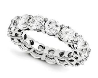 LIV 14k White Gold Round Cut Eternity Design Band Ring 6.00ct G/SI Made to Order