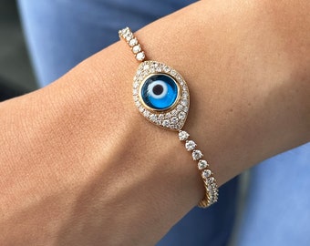 LIV "Lorraine" Large Evil Eye Tennis Bracelet