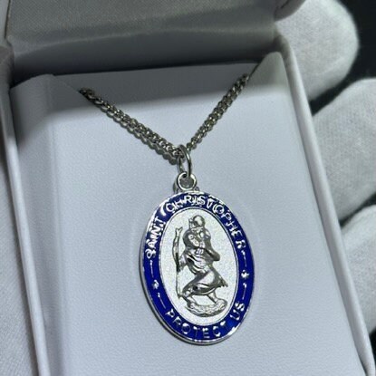 St christopher shop blue necklace