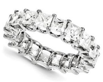 LIV 14k White Gold Princess Cut Eternity Design Band Ring 6.00ct G/VS Made to Order