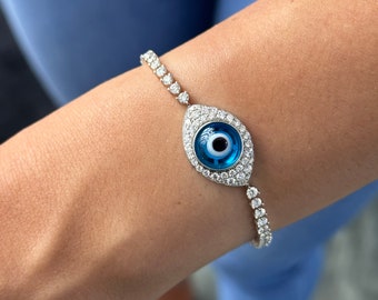 LIV "Lorraine" Large Evil Eye Tennis Bracelet