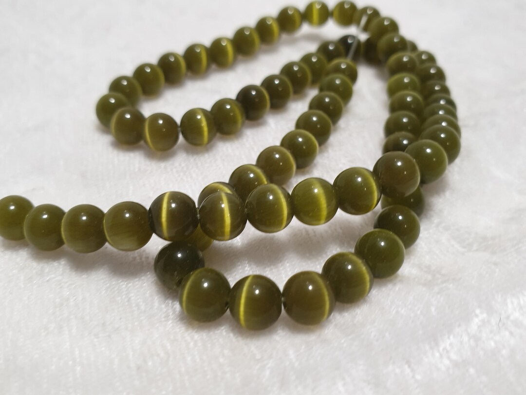 6mm Olive Green Cats Eye Beads for Jewellery Making or Etsy UK