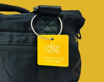 Personalized Metal Luggage Tag: Engraved Monogram, QR Code R1