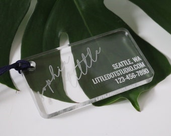 Personalized Acrylic Luggage Tag: Engraved Travel Bag Tag L2