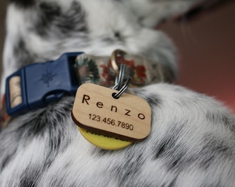 Personalized Pet Tag  Wood and Acrylic Pet Name Tag  Microchip Identification  Dog  Dog Mom  Cat | Cat Lady | Gift for Pet Lovers