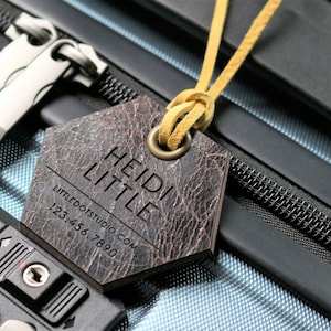 Personalized Leather Luggage Tag Luggage Tag Christmas Gift Luggage Favor Wedding Wedding Favor Diaper Bag Holiday Gift for Him Stocking C2 image 1