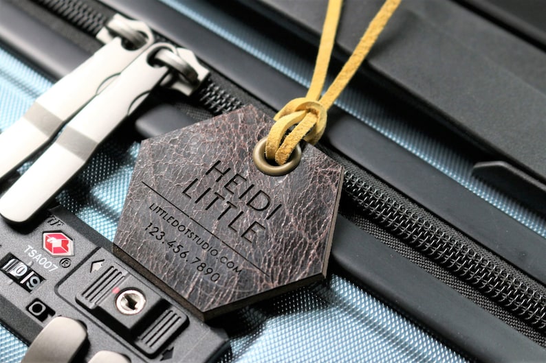 Personalized Leather Luggage Tag Luggage Tag Christmas Gift Luggage Favor Wedding Wedding Favor Diaper Bag Holiday Gift for Him Stocking C2 image 1