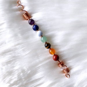 7 Chakra Loc Jewel | Hair Braid Jewelry, Copper Hair Coil, Dreadlock Jewelry, Hair Twist, Hippie Boho Hair Jewelry, Witchy Accessories