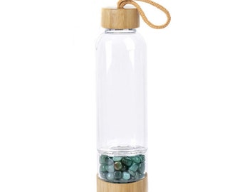 FuLanDe Crystal Bouteille d/'eau en Verre avec Pierre précieuse de Voyage 500 ML décorée avec Baguette en Cristal Bouteille d/'eau en Cristal