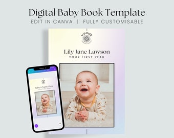 Your First Year Digital Memory Book Template | Gradient | 100+ pages | Canva Template