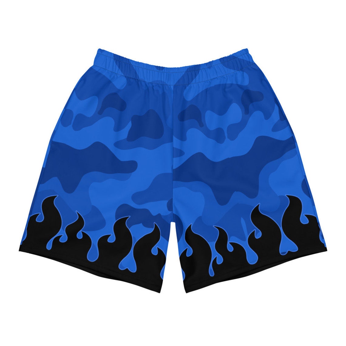 Flaming Hot Blue Camo Men's Athletic Long Shorts Fire Etsy