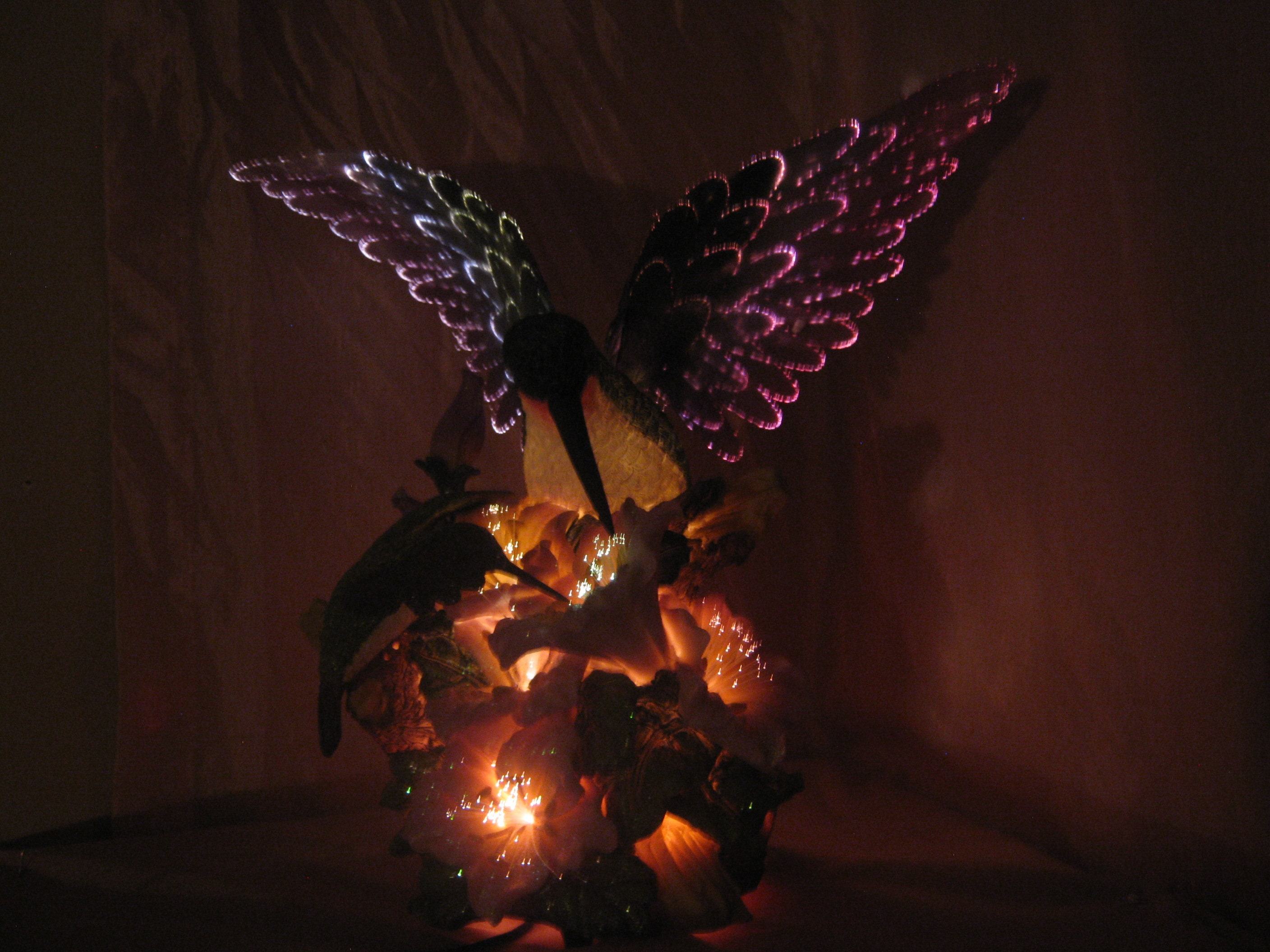 New Moving Wing Statue Hummingbird Fiber Optic Ligting Very Etsy