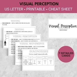Vision Occupational Therapy Quick Reference / Evaluation / Visual Perception / Low Vision / Cheat sheet / Pocket sized / New Grads / Gift