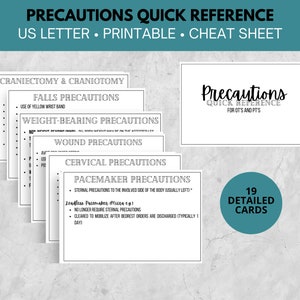 OT/PT Quick Reference / Precautions / Cheat sheet / Pocket sized / New Grads / Gift / Physical therapy / Occupational Therapy / Therapy