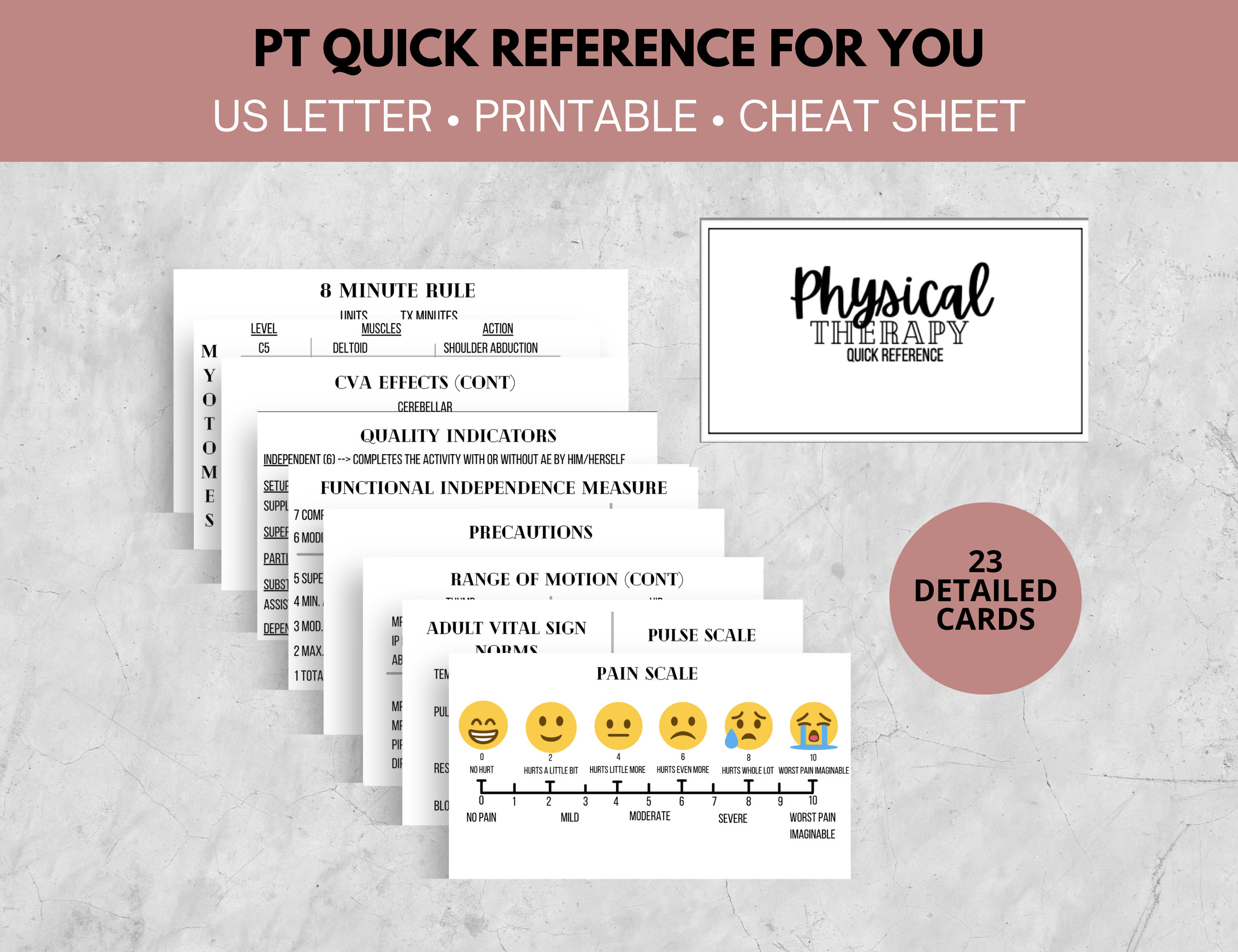 Physical Therapy Quick Reference / Cheat Sheet / Pocket Sized / New ...