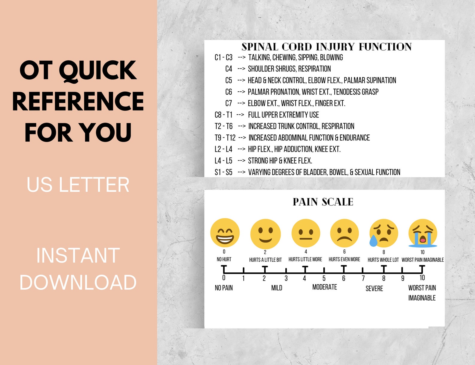 Occupational Therapy Quick Reference Cards: Cheat Sheet (PDF) - Etsy
